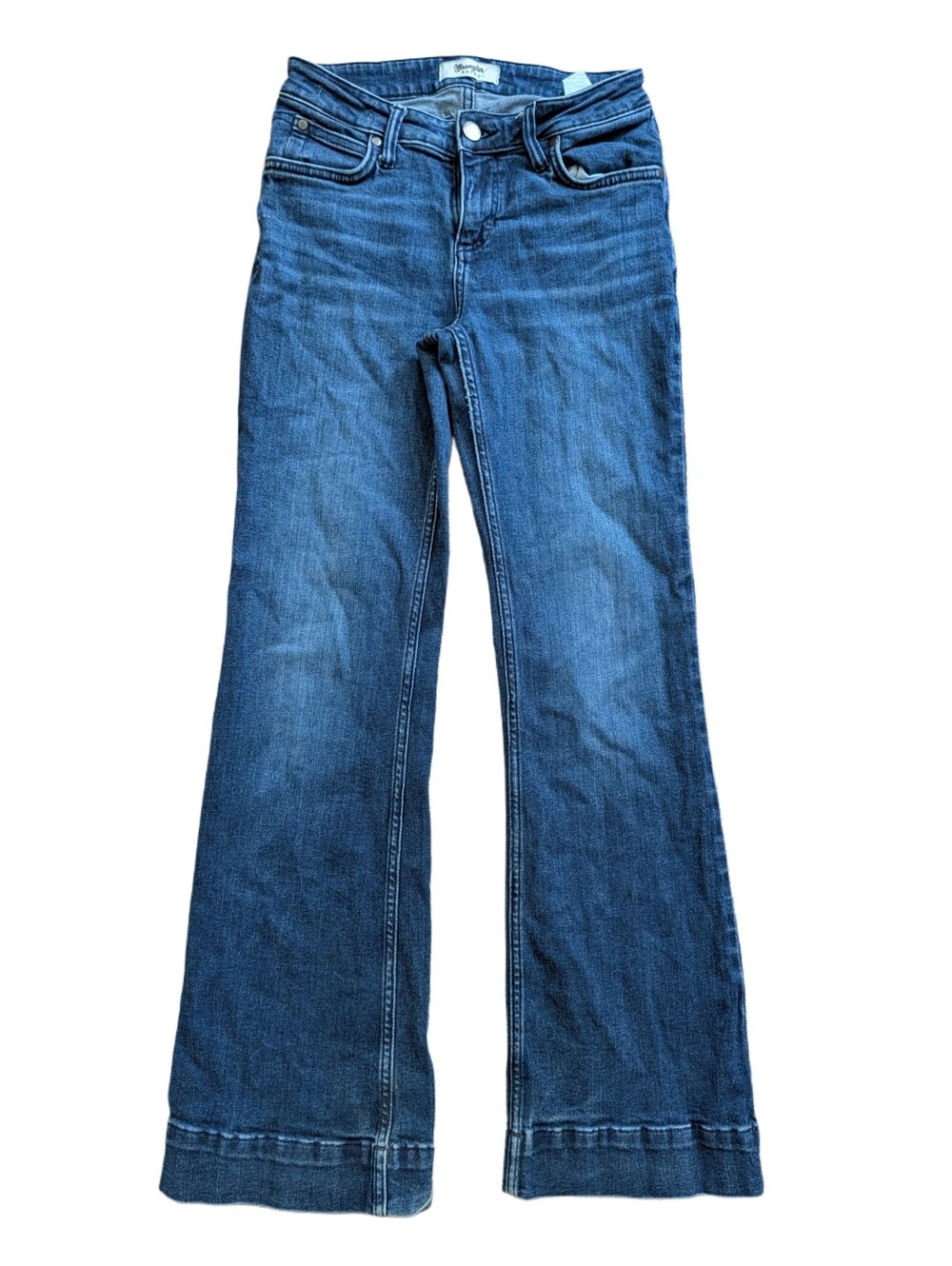 Wrangler Retro Womens Medium Blue Mid Rise Release Hem MIcro Flare Jeans 27x32